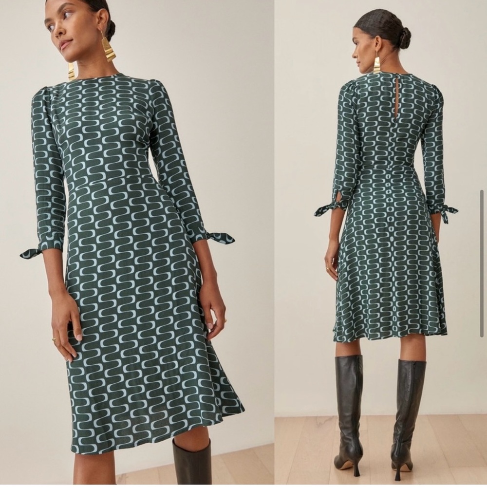 Reformation Dress Port Keyhole Long Sleeve Midi Wedding Venture